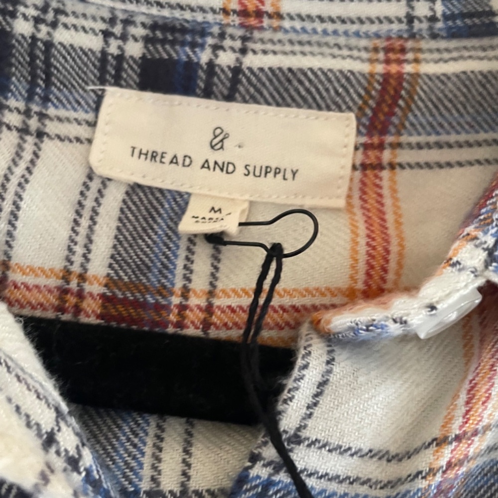 Thread & Supply Checkered Button-Down Shirt - Ora… - image 5